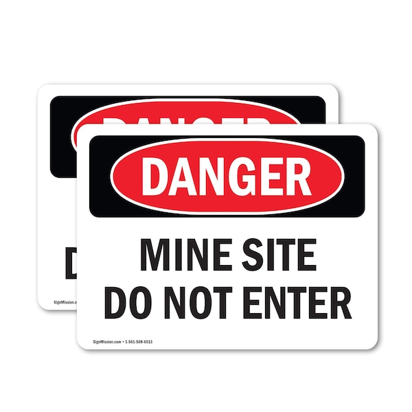 Signmission Mine Site Do Not Enter Danger Sign, Vinyl Decal, 10in W x 7in L, 2PK OS-2PACK-DS-D-710-L-2152 - main